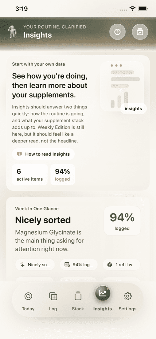 Sorted insights screen